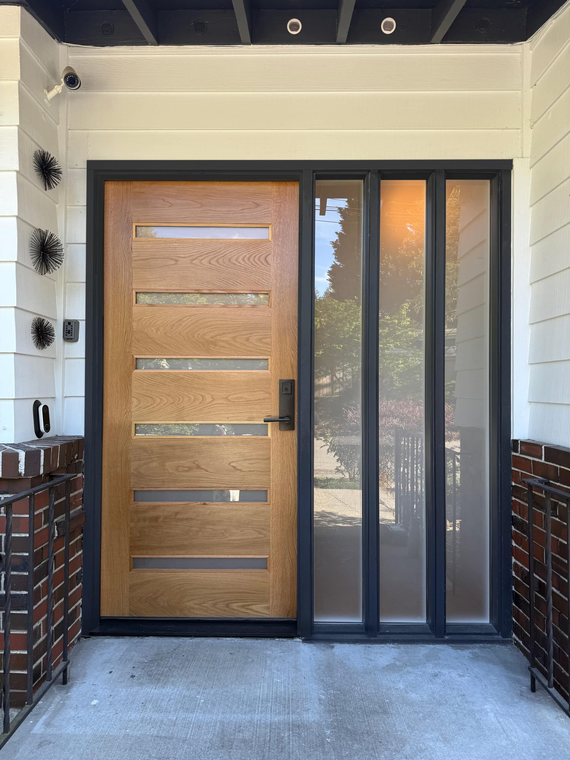 Exterior Oak Door with satin sidelites
